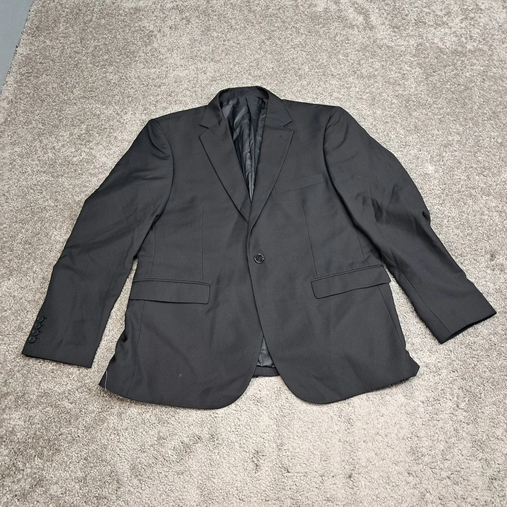 Lorenzo Bruno Mens Black Two Piece Suit Blazer Trousers 44R XL